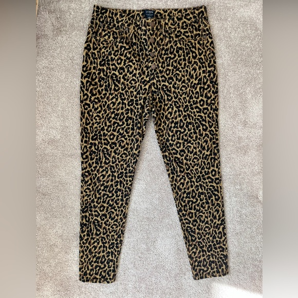 J crew 9” High Rise Leopard Skinny Jeans - Picture 1 of 3